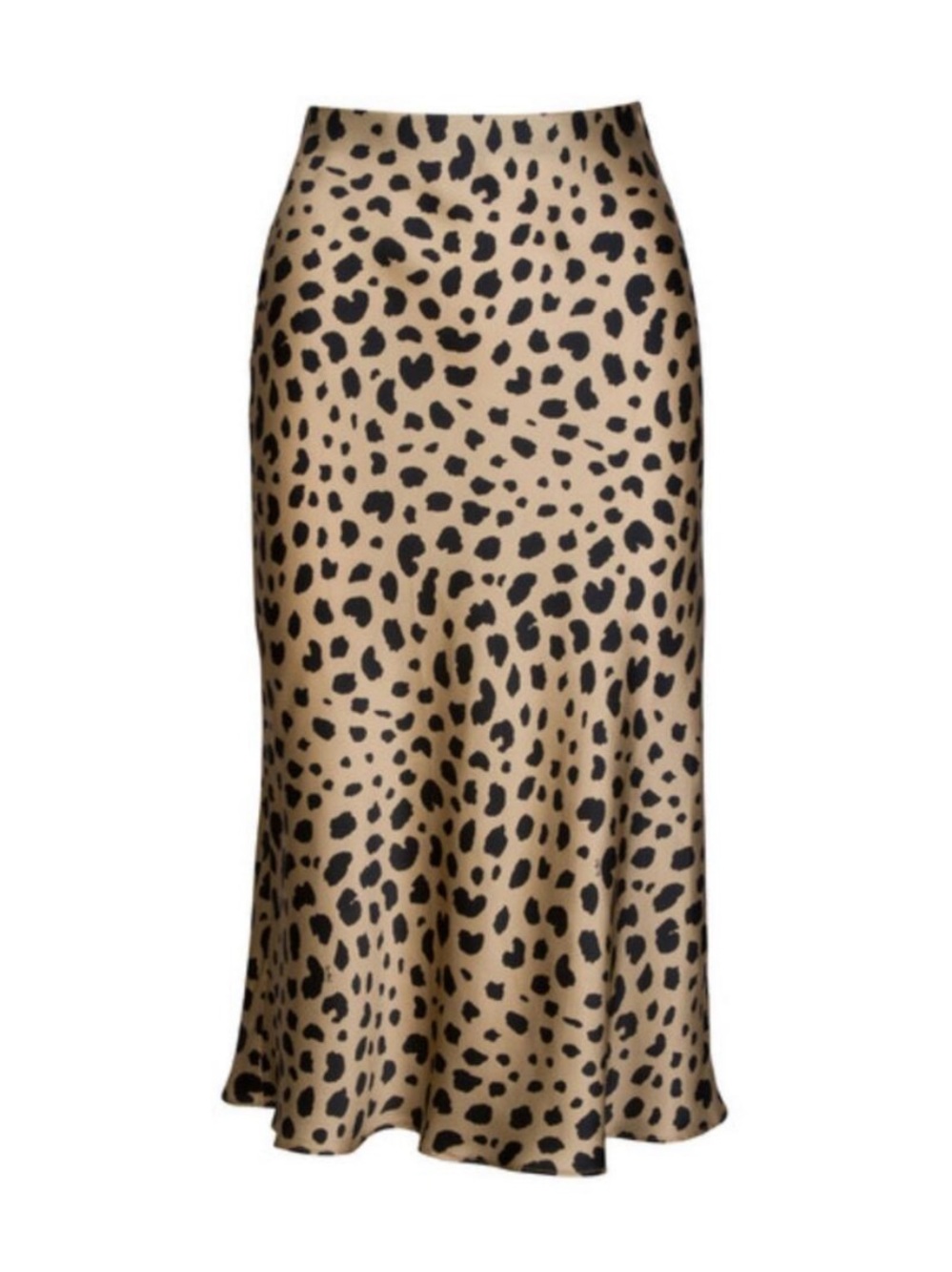 Realisation Par Tan and Black Leopard Silk Midi Skirt